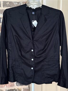 NWT Grace Elements Linen Classic Black Lightweight Button Front Shirt Jacket